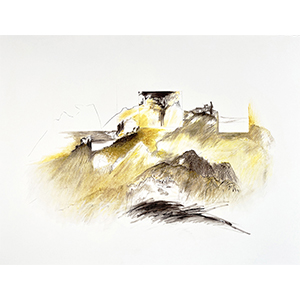 <h2>Pays-d'âges-4</h2><br>2023<br>h : 70 cm  x 100<br>pastel, impression numérique et collage sur papier