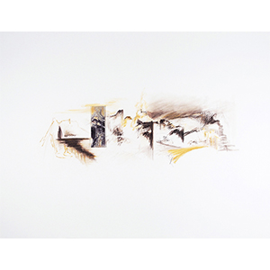 <h2>Pays-d'âges-3</h2><br>2023<br>h : 70 cm  x 100<br>pastel, fusain, impression numérique et collage sur papier