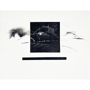 <h2>Obscure clarté-6</h2><br>2025<br>h : 46 cm  x 61<br>gouache, pastel, pierre noire, grattage et collage sur papier